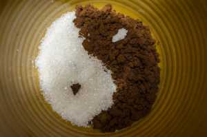 Ying Yang/Coffee Sugar - Represents Xylitol side effects perfectly.