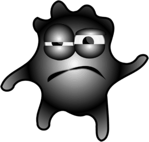 Germ, Cartoon, Frown, Sick, Nasty, Defeated Herpes Virus
